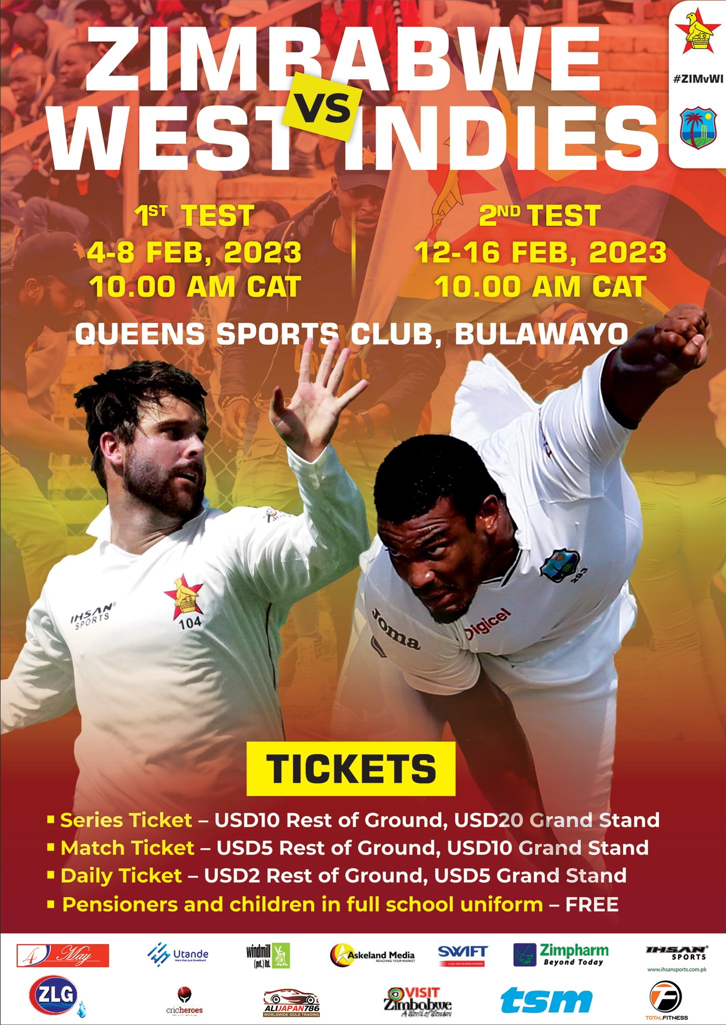 Zimbabwe vs West Indies 2nd Test Sports and Recreation Commission